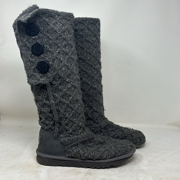 UGG Australia gray lattice cable knit tall boots - Picture 4 of 6